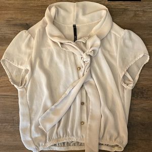 Sheer cream cropped blouse